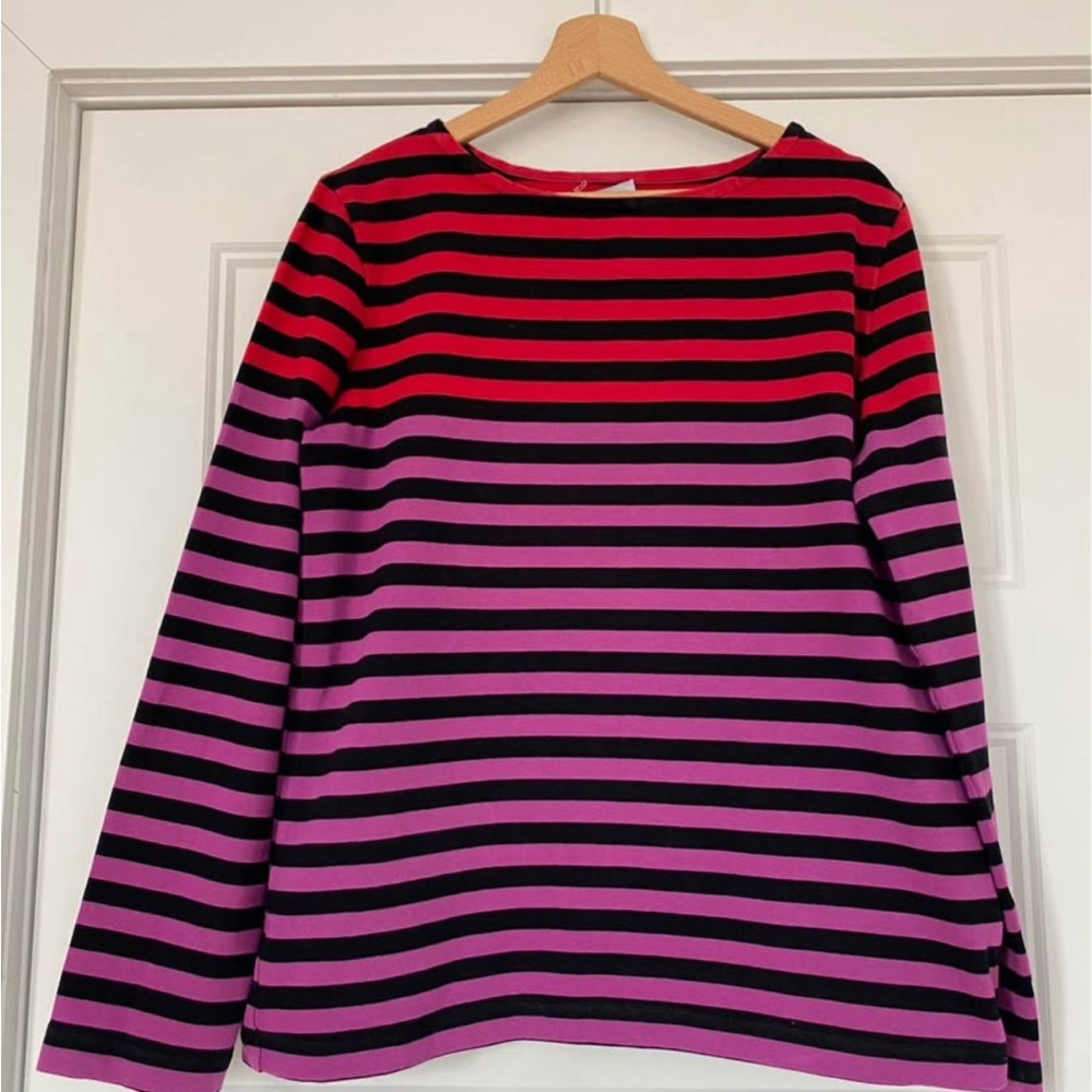 Patou Striped Red and Purple Long Sleeve Top